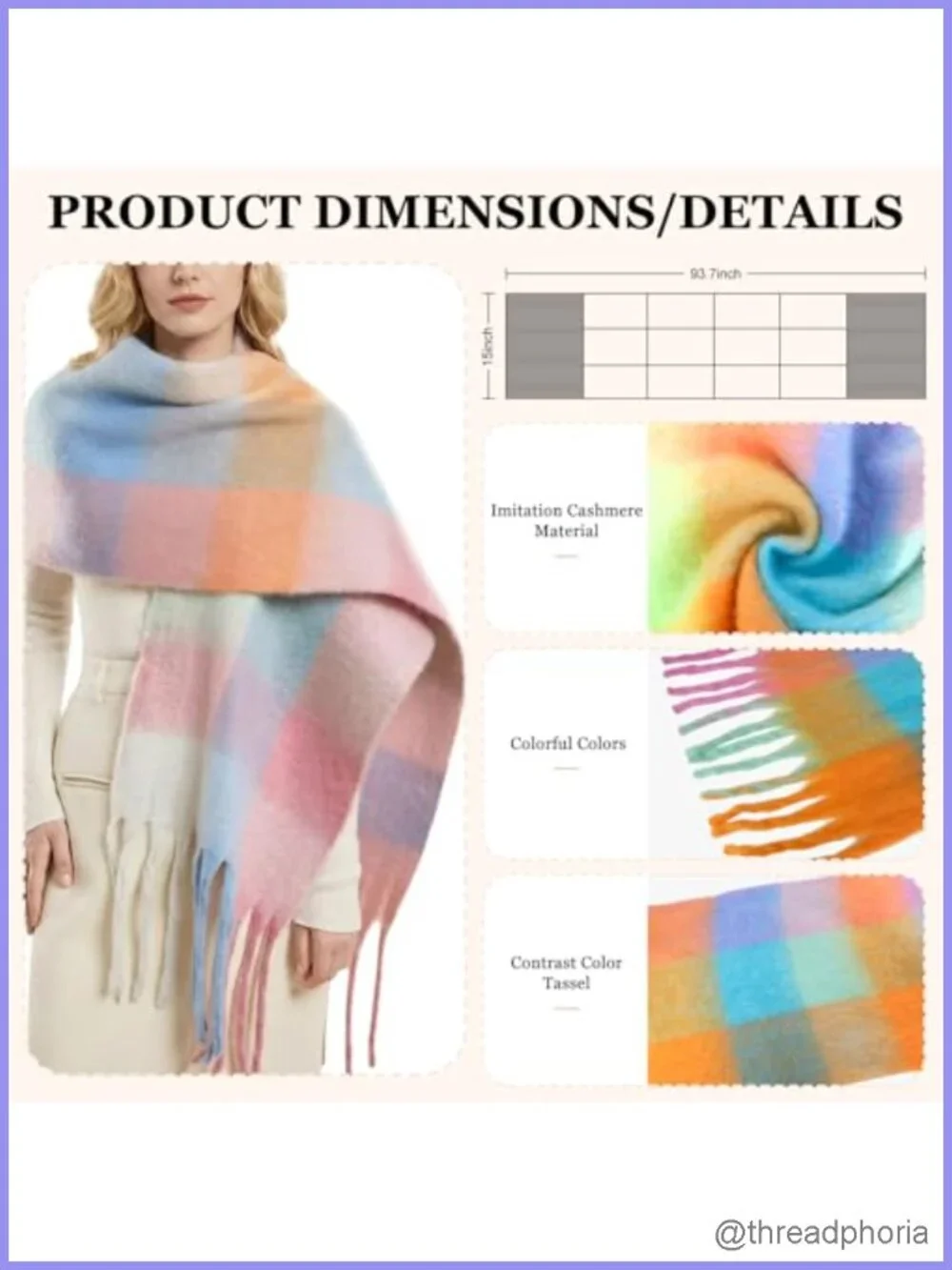 Chunky Oversized Checkered Winter Scarf Blanket Wrap